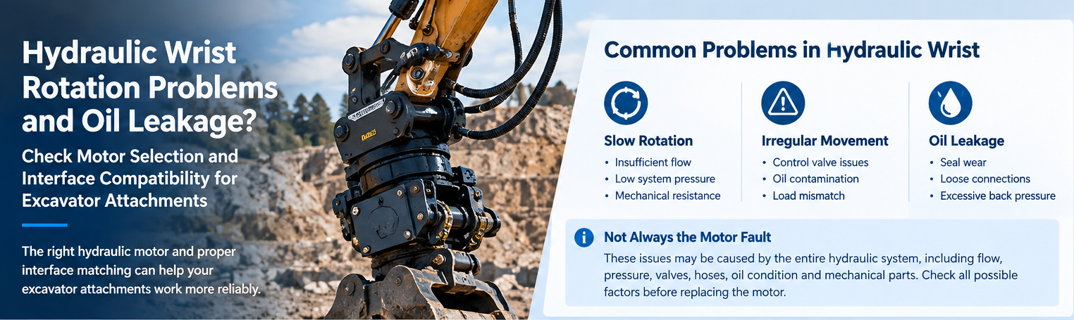 Derniers blogs de l'entreprise sur Hydraulic Wrist Rotation Problems and Oil Leakage: Checking Motor Selection and Interface Compatibility for Excavator Attachments